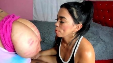 Lesbian big boob MILF Leya Faclon