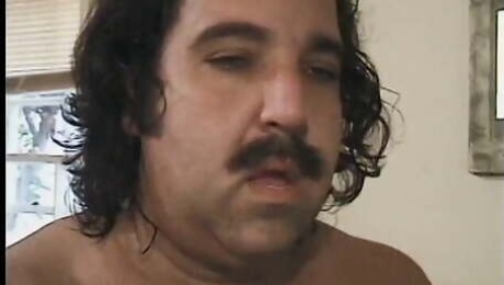 Ron Jeremy fucks tight ebony ass at home