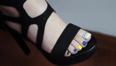SAKURAsFEET - Perfect Asian toes in high heel sandals get licked fucked and cummed