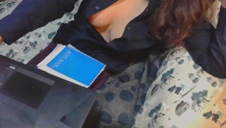 Australian sexy English teacher downblouse sexy tits