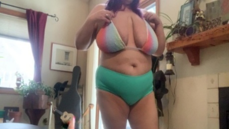 bbw bikini tryon chubby big tit goth milf pawg