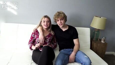 Curly-haired young man drills a passionate young cutie Serena Avery